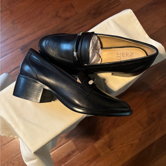 Perla black leather loafer 2 inch heel - Picture 2 of 2